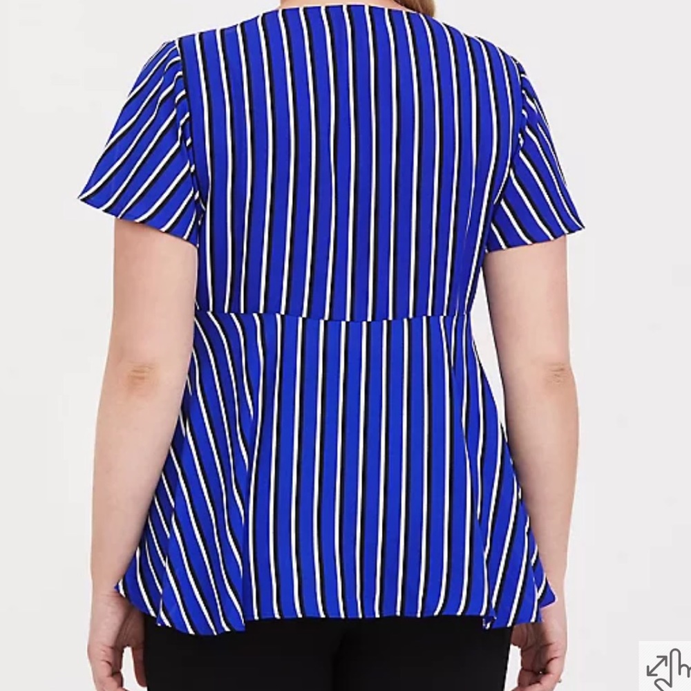 Torrid Plus Size Blue Stripe Georgette Bow Top